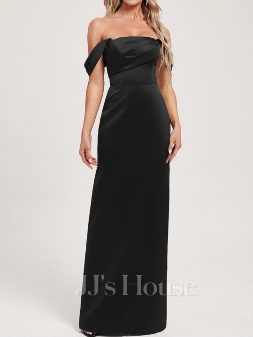 Off-Shoulder Black Evening Gown